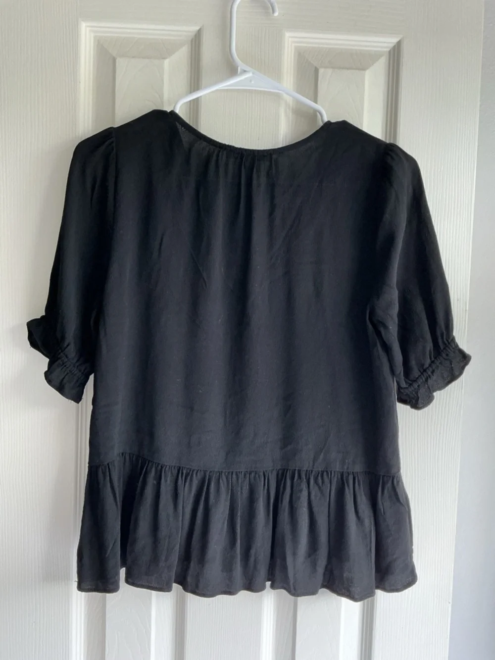 Madewell Courtyard Ruffle-Hem Top in Black Sz xs